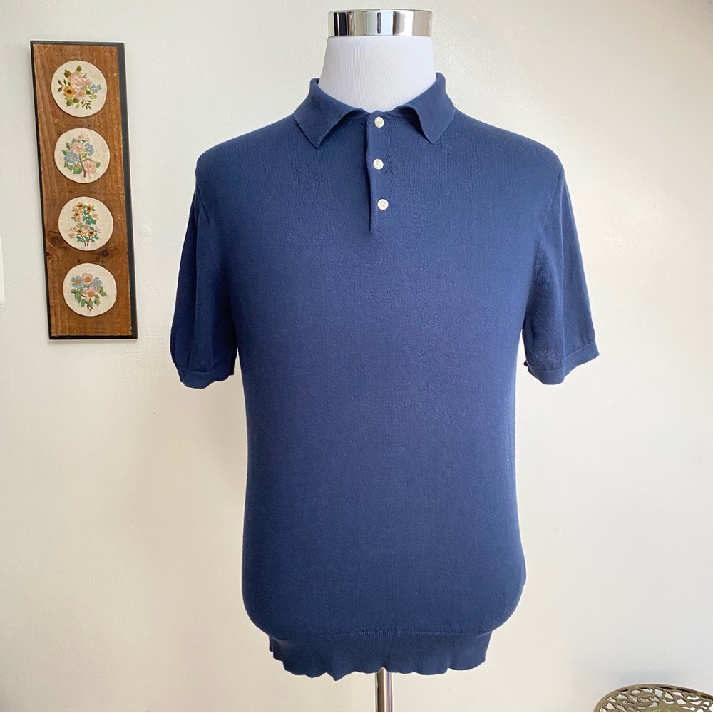 J Crew Knit Blue Cotton Polo